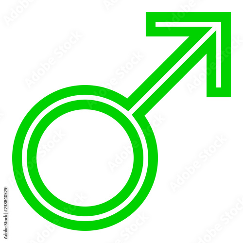 Male symbol icon - green thin outlined, isolated - vector
