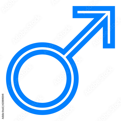 Male symbol icon - blue thin outlined, isolated - vector
