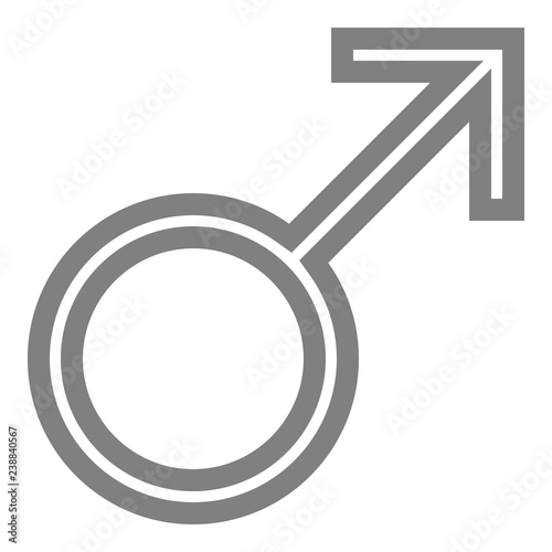 Male symbol icon - medium gray thin outlined, isolated - vector