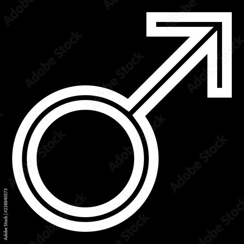 Male symbol icon - white thin outlined, isolated - vector