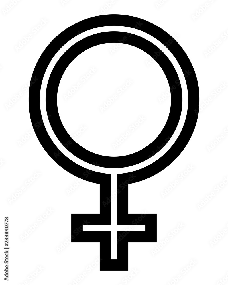 Female symbol icon - black thin outlined, isolated - vector Female symbol icon - black thin outlined, isolated - vector