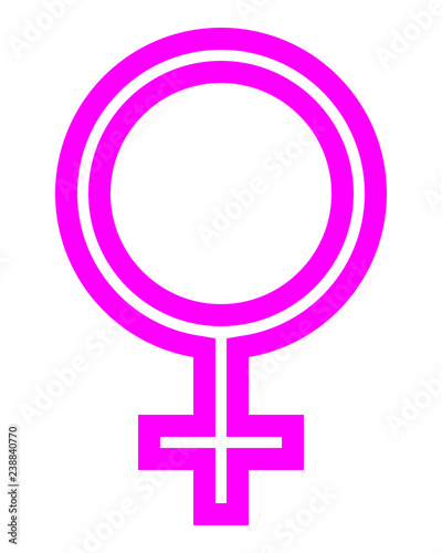 Female symbol icon - purple thin outlined, isolated - vector