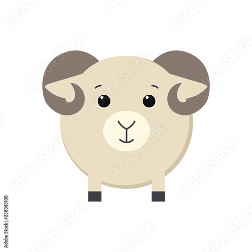 Cute lamb isolated on white background. Vector illustration.