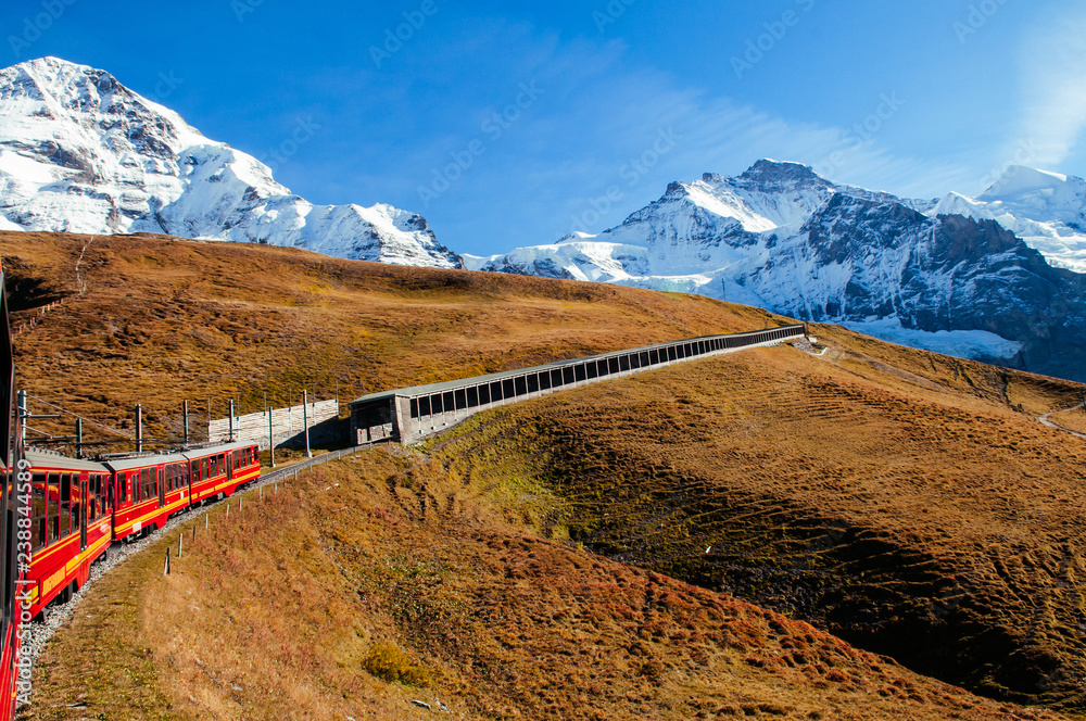 Jungfrau railway train station at Kleine Scheidegg to Jungfraujoch