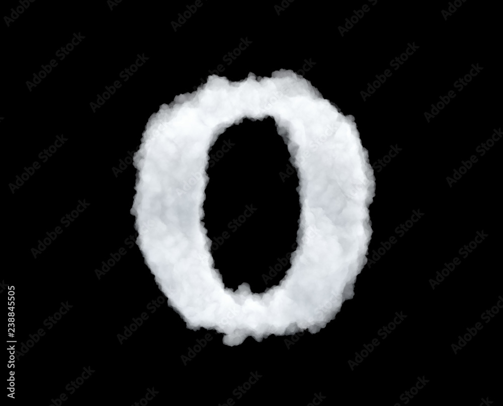 3d rendering of a cloud shaped as number 0 isolated on black background. 3d rendering of a cloud shaped as number 0 isolated on black background.