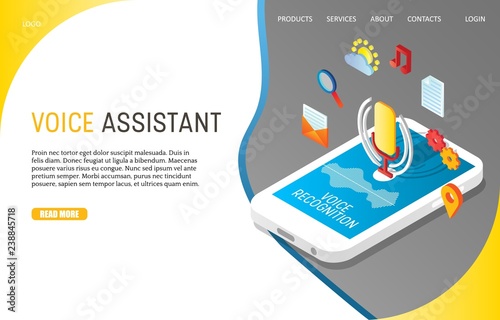 Voice assistant landing page website vector template