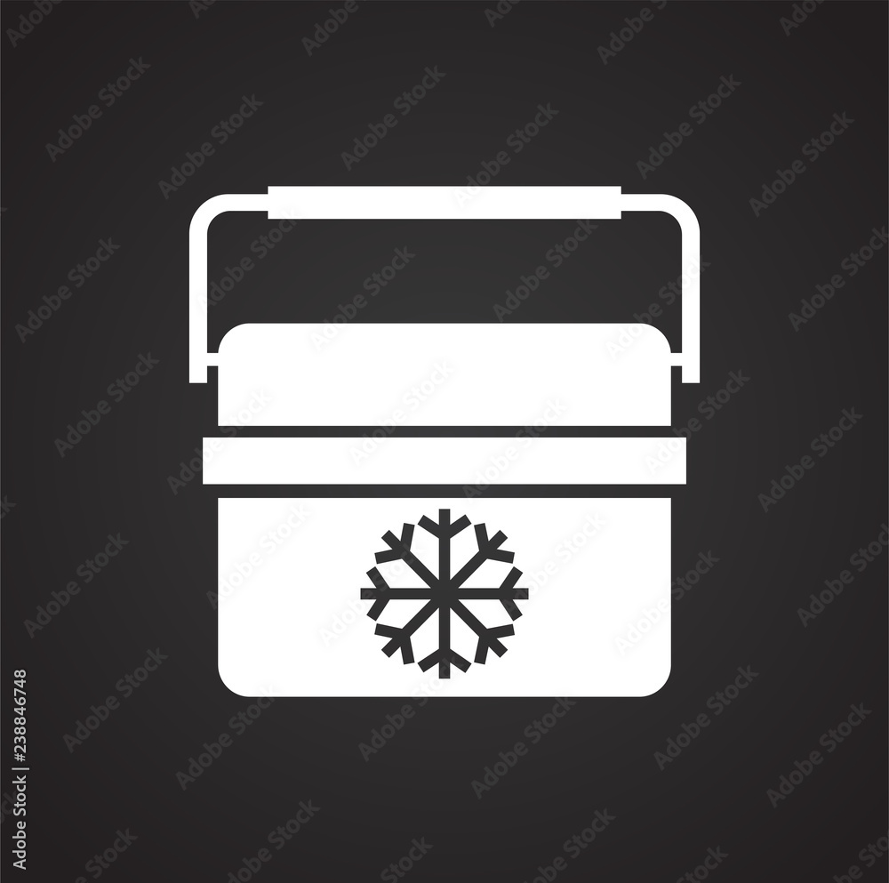 Camping cooler icon on black background for graphic and web design, Modern simple vector sign. Internet concept. Trendy symbol for website design web button or mobile app Camping cooler icon on black background for graphic and web design, Modern simple vector sign. Internet concept. Trendy symbol for website design web button or mobile app