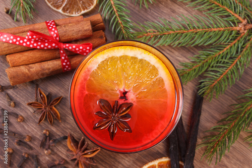 Mulled wine for christmas or winter evening with spices