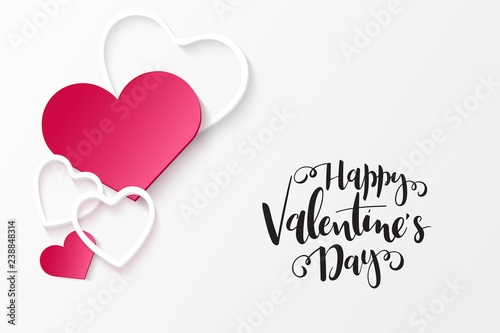 Vector illustration of valentine's day greetings card template with hand lettering label - happy valentine's day - with a lot of heart shapes