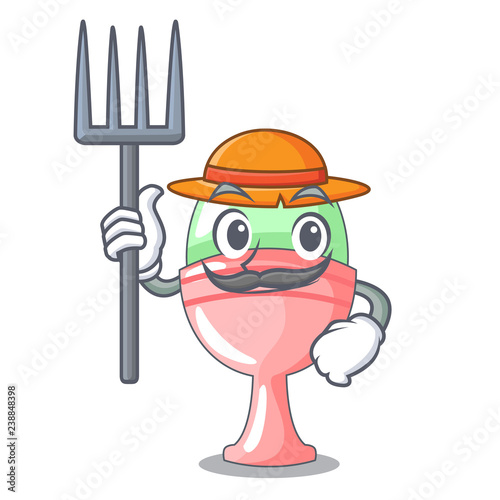 Farmer boiled egg cup isolated on mascot