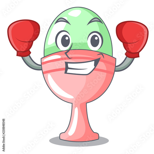 Boxing boiled egg cup isolated on mascot