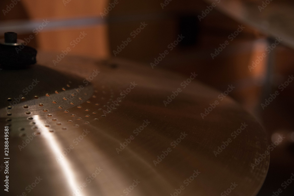 Obraz premium Musical instruments close up. Beautiful drum cymbals