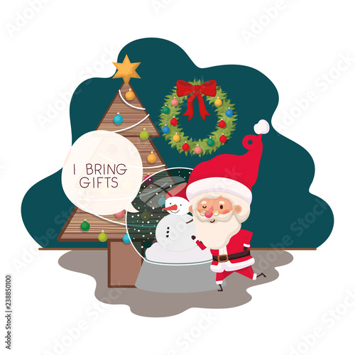 santa claus with christmas tree