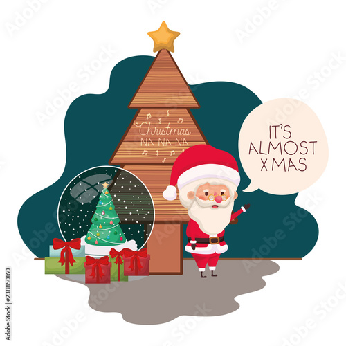 santa claus with christmas tree