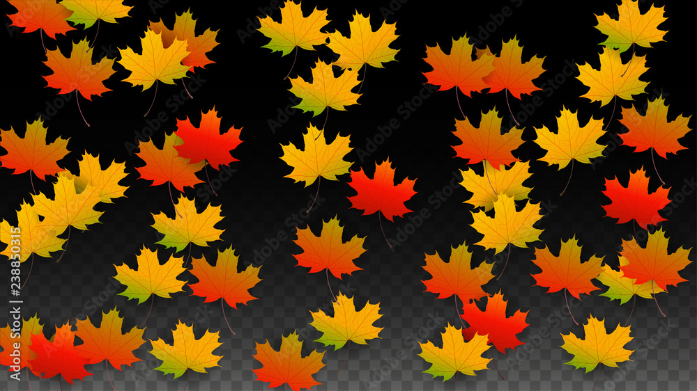 September Vector Background with Golden Falling Leaves. Autumn Illustration with Maple Red, Orange, Yellow Foliage. Isolated Leaf on Transparent Background. Bright Swirl. Suitable for Posters. September Vector Background with Golden Falling Leaves. Autumn Illustration with Maple Red, Orange, Yellow Foliage. Isolated Leaf on Transparent Background. Bright Swirl. Suitable for Posters.