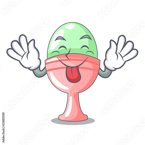 Tongue out in egg cup isolated on character