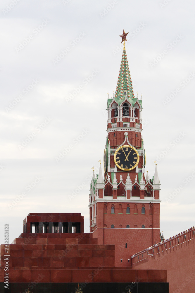 Spasskaya tower and Lenin's Mausoleum, Moscow Kremlin