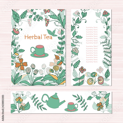 Template. Herbal tea. Set
