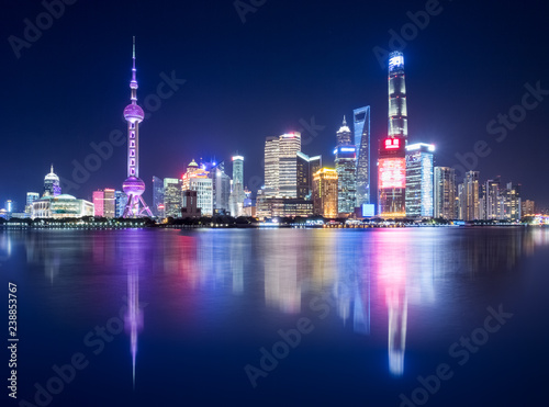 shanghai skyline and beautiful reflections