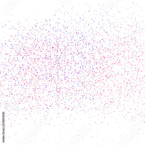 Spots, dot, noise and grain cluster scatter, colorful textured abstract background vector illustration, blue and red droplet on white space