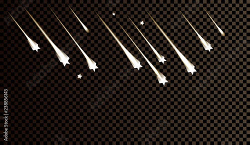 Shooting stars, light of falling of a meteorite in the galaxy.
