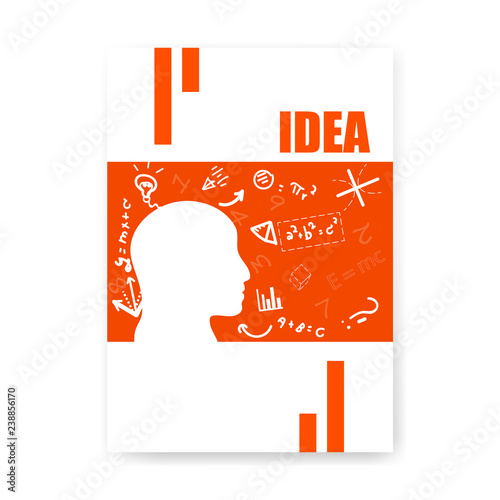 Cover notebook mind thinking flat style, doodles and sketch hand drawn maths icons, sign and symbol concept background, vector illustration, layout A4 design