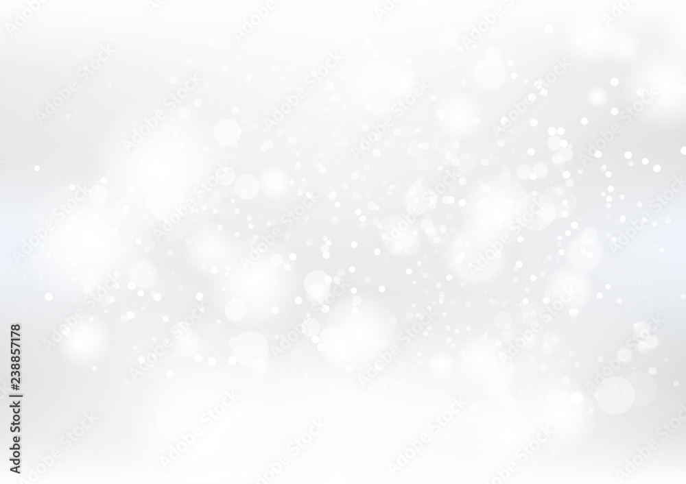 Fototapeta premium Abstract background, silver and white dust particles scatter and stars scatter sparkle blurry vector illustration, winter season