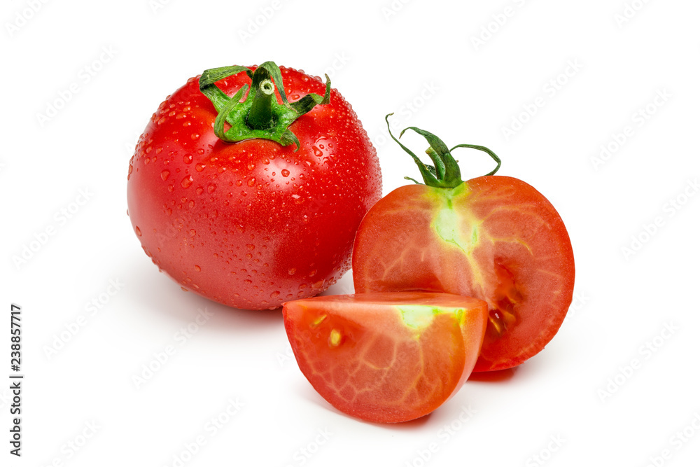 Tomatoes. Whole and a half isolated on white Tomatoes. Whole and a half isolated on white