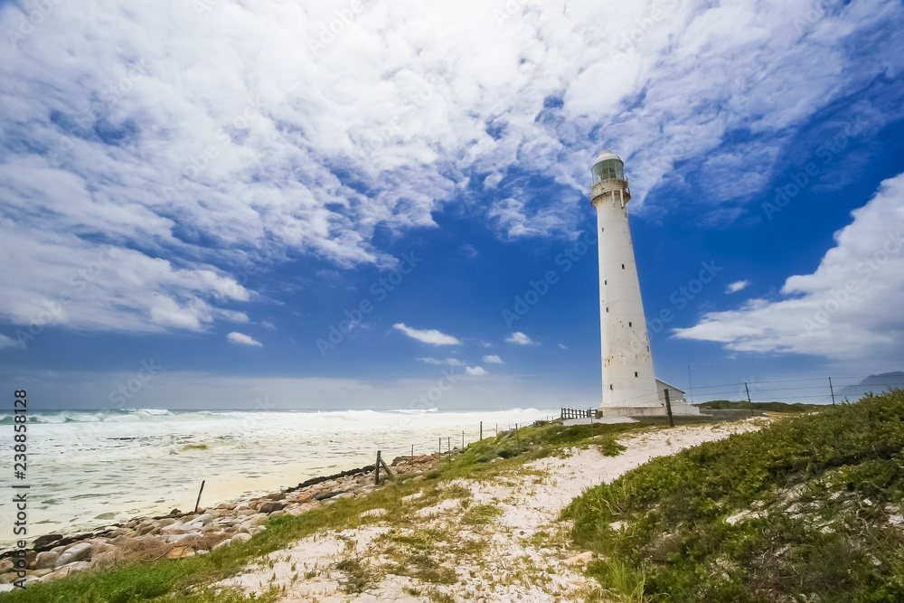 Lighthouse on a rugged coastline during the daytime