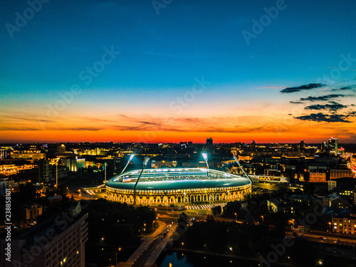 Night Aerial View of Minsk City 