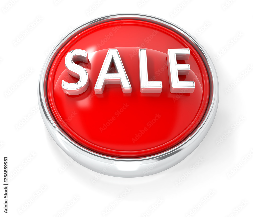 Sale icon on glossy red round button Sale icon on glossy red round button