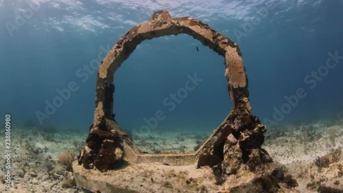Underwater artificial reef concrete sculpture arch.