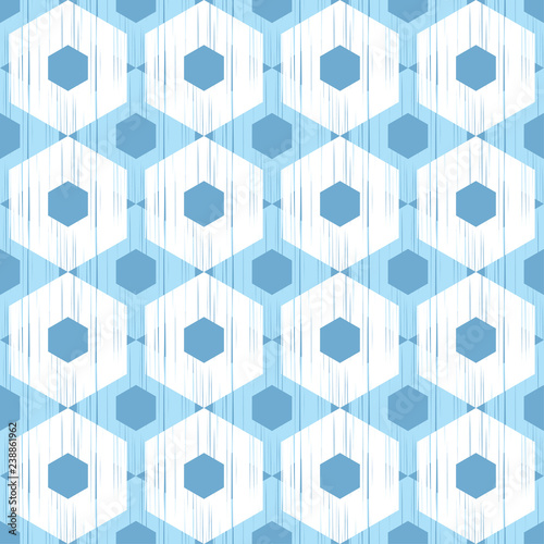 The pattern of colored hexagons with a dashed texture. Vector geometric background. Mosaic texture. Can be used for wallpaper, textile, invitation card, wrapping, web page background.