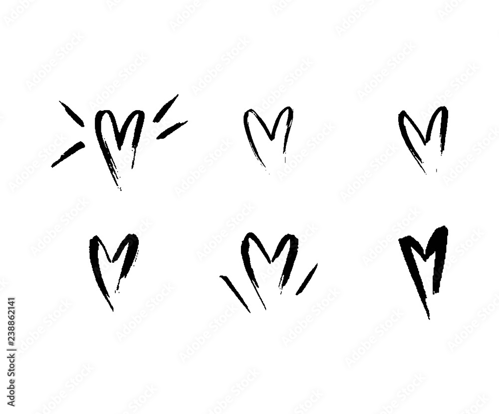 Vector hand drawn hearts set. Elements for greeting card, poster, banner. Happy Valentines day. Romantic illustration Vector hand drawn hearts set. Elements for greeting card, poster, banner. Happy Valentines day. Romantic illustration