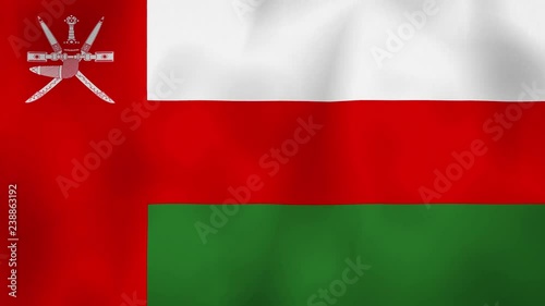 Oman flag on the wind, animated in 4k. Great background for motion design and animations or text. Flag calmly waving on the wind. photo