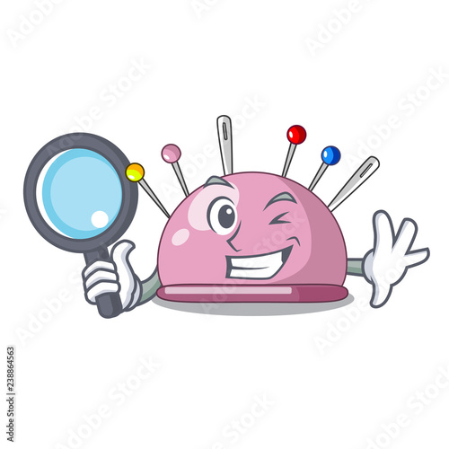 Detective pincushion with a character needles icon