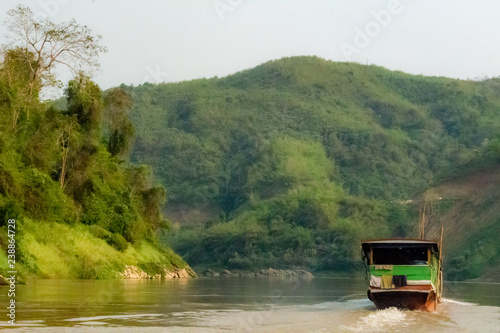 Slow boat on the Mekong river Laos photo