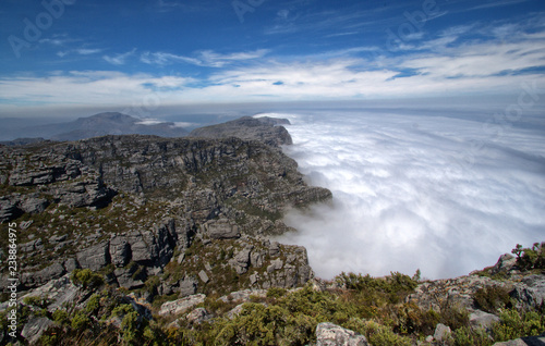 On top of Table Mountain with clouds