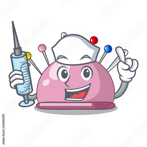 Nurse pincushion with a character needles icon