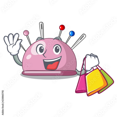 Shopping pincushion with a character needles icon