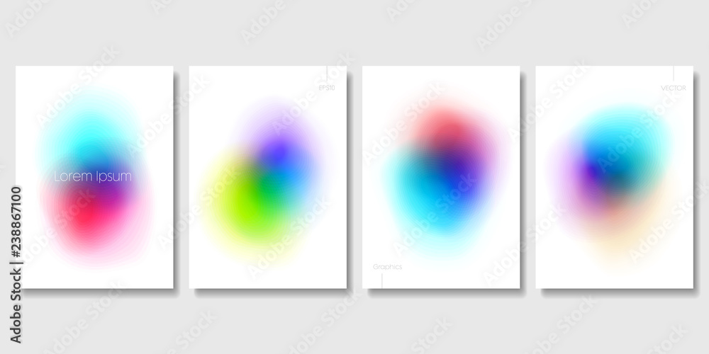 Set of Colorful Modern Templates with Abstract Blurred Graphic Elements. Applicable for Banners, Posters, Web Backgrounds and Cover Prints. EPS 10 Vector. - obrazy, fototapety, plakaty 