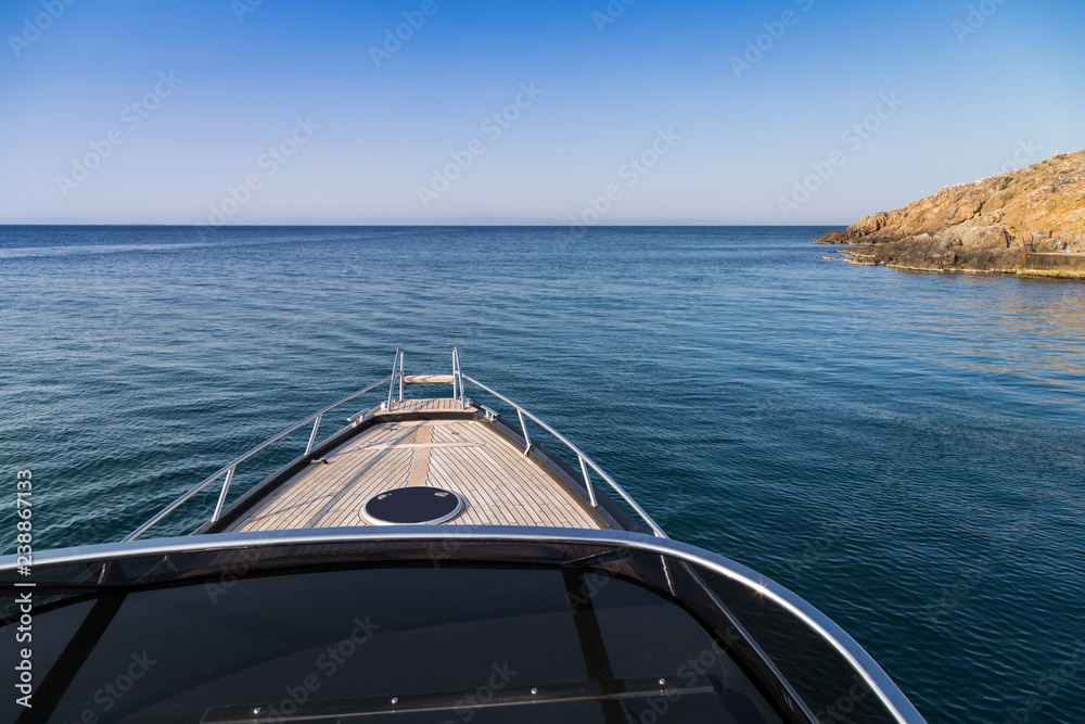 Luxury boat in sea near to the island