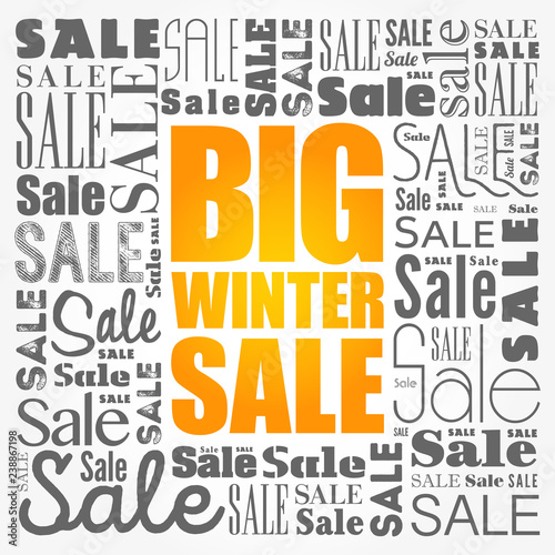 Big winter sale word cloud collage, business concept background