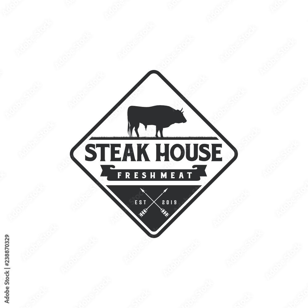 Vintage Cattle. Steak House / Beef logo design inspiration. Grill ...