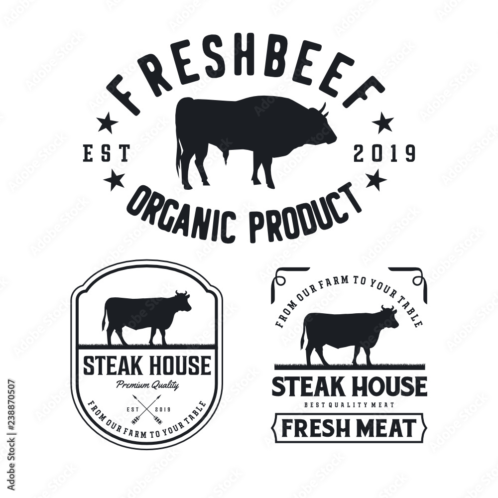 Obraz premium Vintage Cattle. Steak House / Beef logo design inspiration. Grill Restaurant emblem - Vector