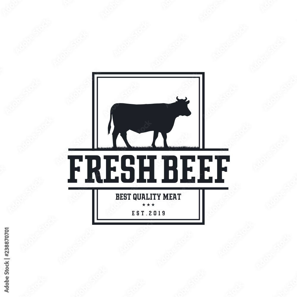 Obraz premium Vintage Cattle. Steak House / Beef logo design inspiration. Grill Restaurant emblem - Vector