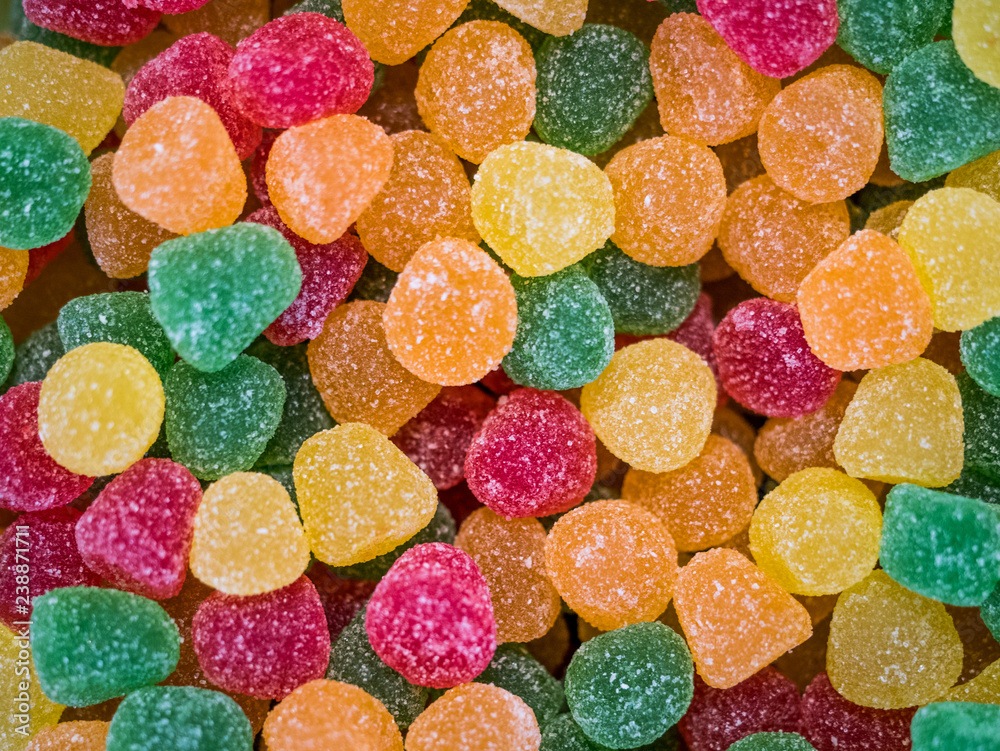 Assorted gummy candies. Top view. Jelly sweets. Assorted gummy candies. Top view. Jelly sweets.