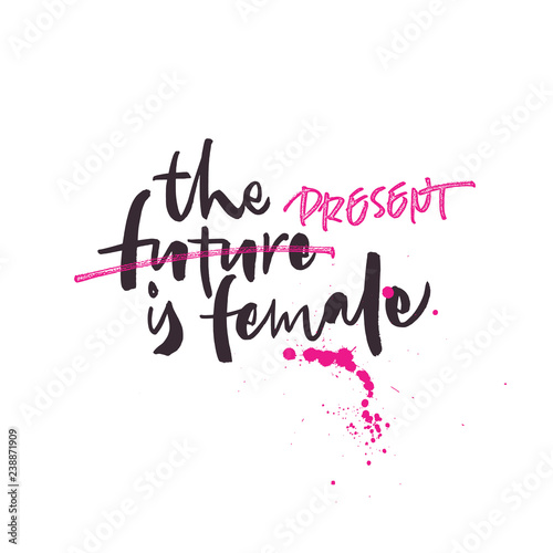 The present is female lettering with flowers