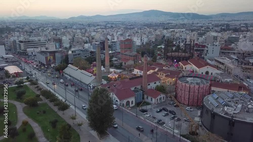Aerial view from the center of athens gazi square. photo