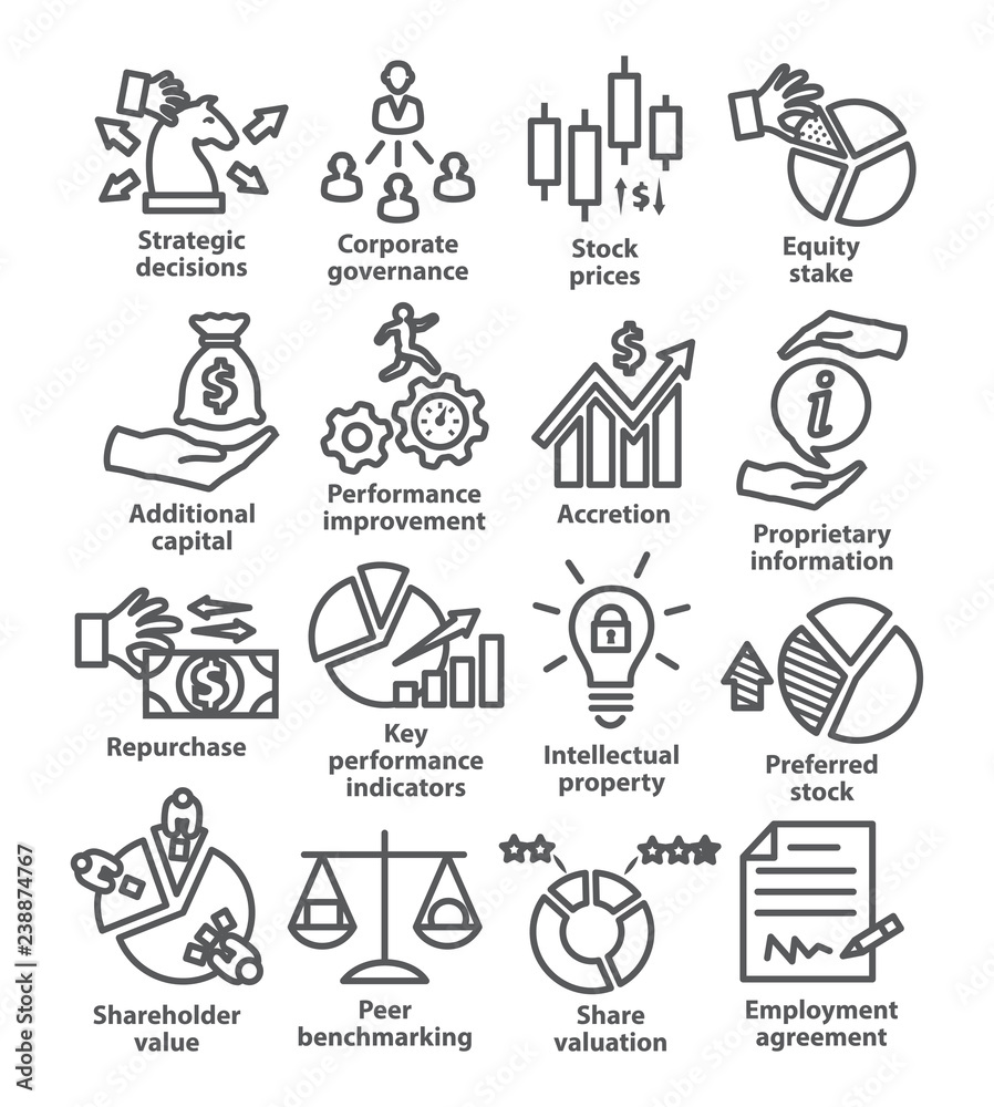 Fototapeta premium Business management line icons Pack 42